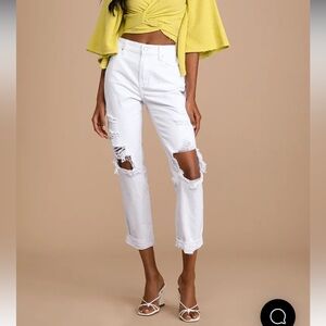 NWT Pistola Presley '90s Roller White High-Rise Distressed Jeans